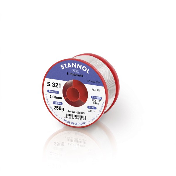 STANNOL Solder Wire S321 Pb60Sn40 - 2,0 mm 250 g